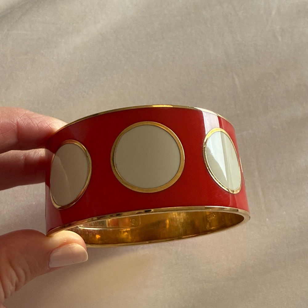 Kate Spade red and white polka dot bangle bracelet